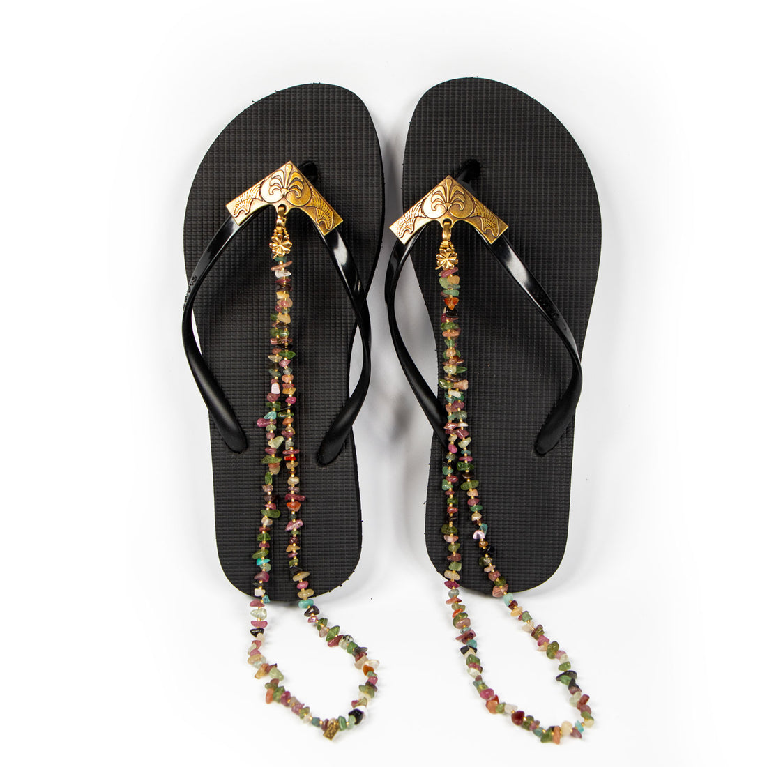 Complete Bochica Slipper Set Antique Gold Colored Stones