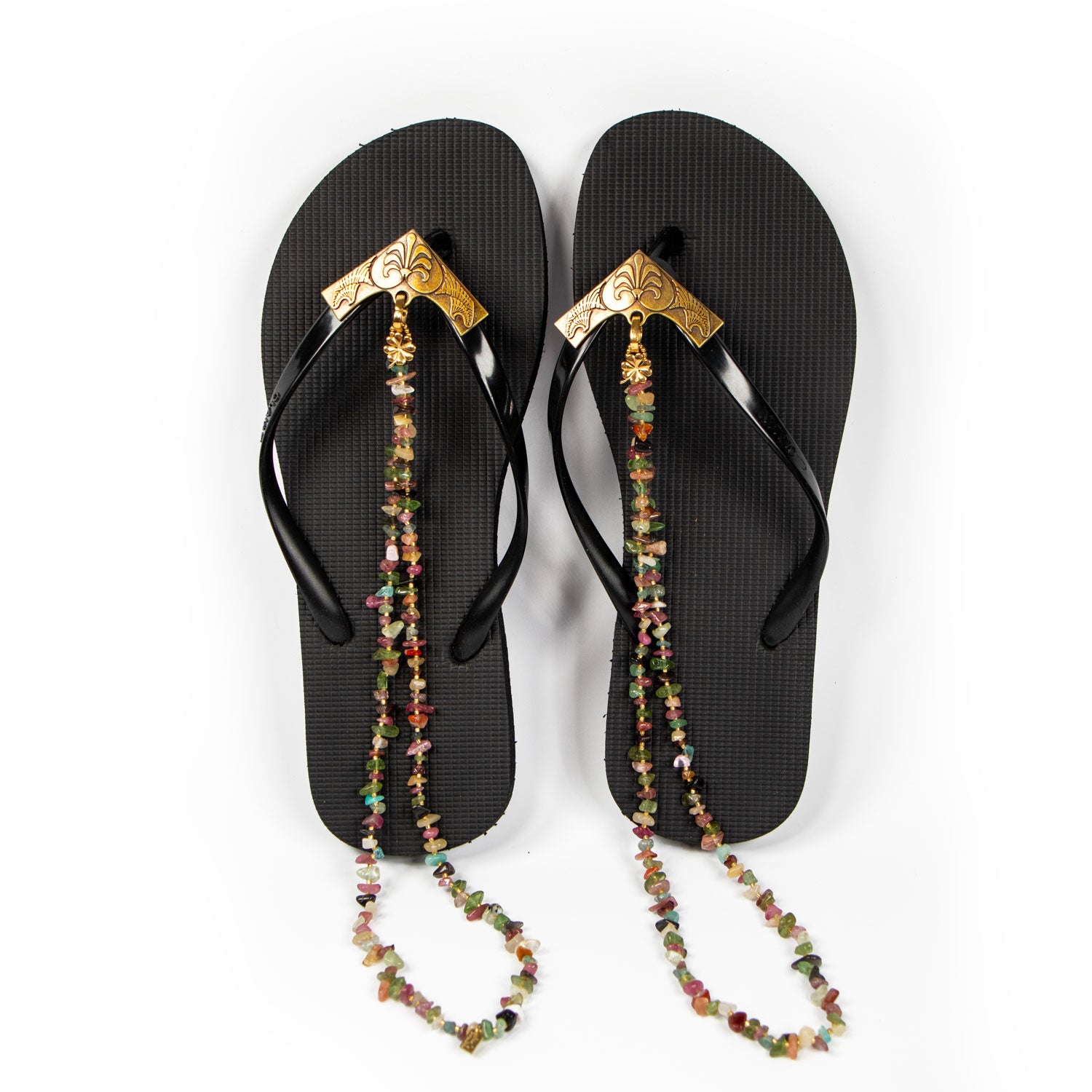 Complete Bochica Slipper Set Antique Gold Colored Stones