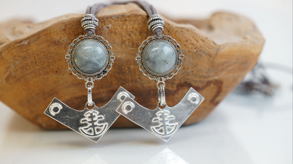 Set Silver Gray stone Gray cord