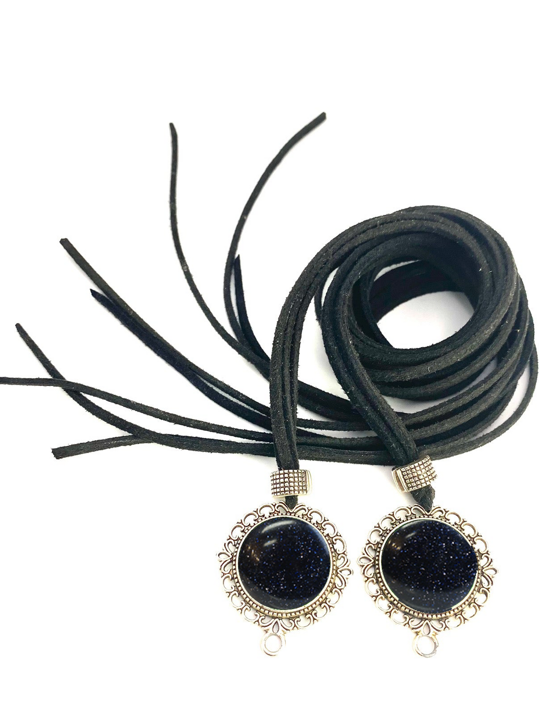 Bochica Black Cord Antiek gold | Black Glass Stone